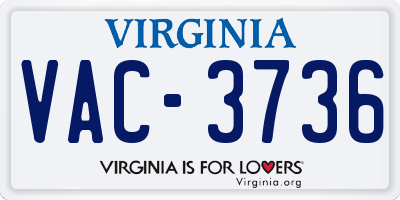 VA license plate VAC3736