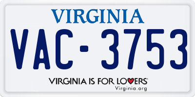 VA license plate VAC3753