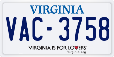 VA license plate VAC3758