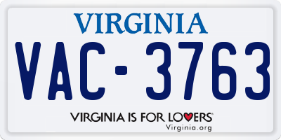 VA license plate VAC3763