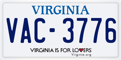 VA license plate VAC3776