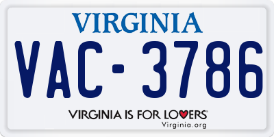 VA license plate VAC3786