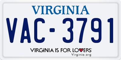 VA license plate VAC3791