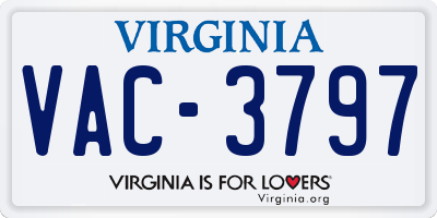 VA license plate VAC3797