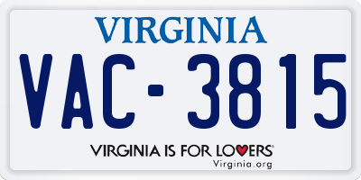 VA license plate VAC3815