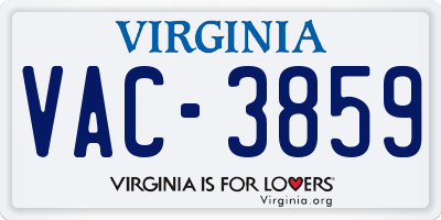 VA license plate VAC3859