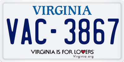 VA license plate VAC3867