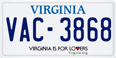 VA license plate VAC3868