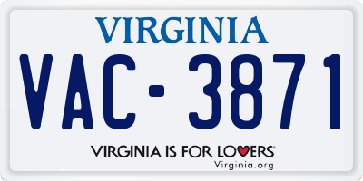 VA license plate VAC3871