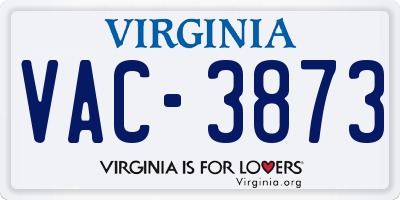 VA license plate VAC3873