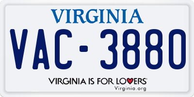 VA license plate VAC3880