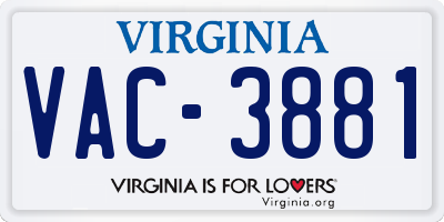VA license plate VAC3881