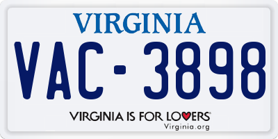 VA license plate VAC3898