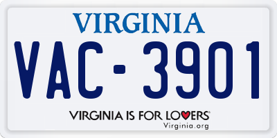 VA license plate VAC3901