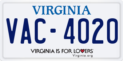 VA license plate VAC4020