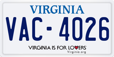 VA license plate VAC4026