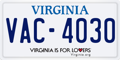 VA license plate VAC4030