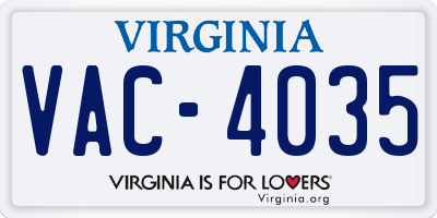 VA license plate VAC4035