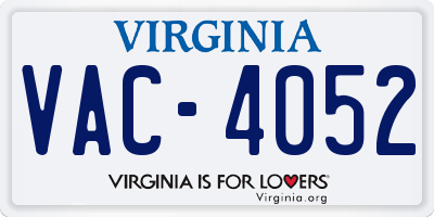 VA license plate VAC4052