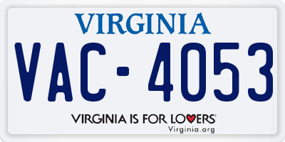VA license plate VAC4053