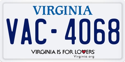 VA license plate VAC4068