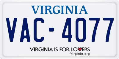 VA license plate VAC4077