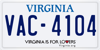 VA license plate VAC4104