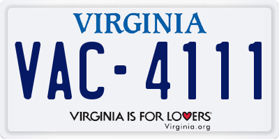 VA license plate VAC4111