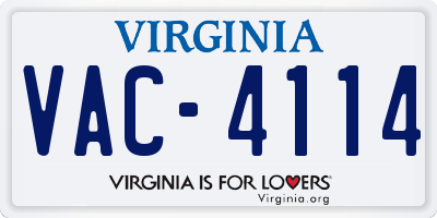VA license plate VAC4114