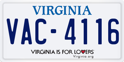 VA license plate VAC4116