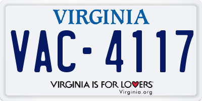 VA license plate VAC4117