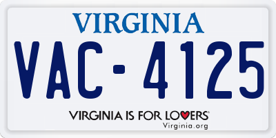 VA license plate VAC4125