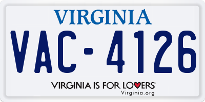 VA license plate VAC4126