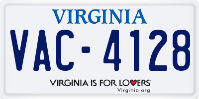 VA license plate VAC4128