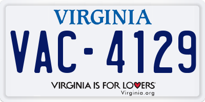 VA license plate VAC4129