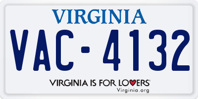 VA license plate VAC4132