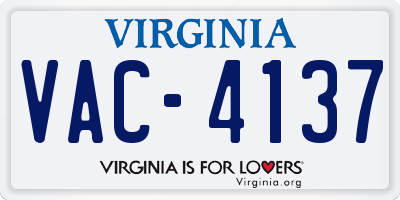 VA license plate VAC4137