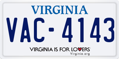 VA license plate VAC4143