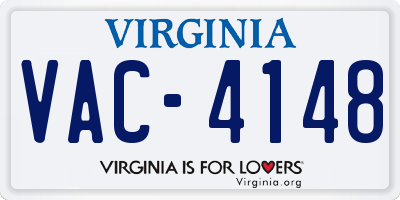 VA license plate VAC4148