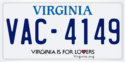 VA license plate VAC4149