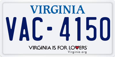 VA license plate VAC4150