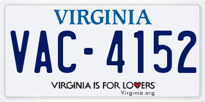 VA license plate VAC4152