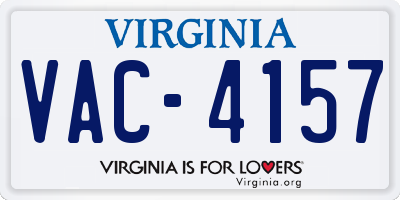 VA license plate VAC4157