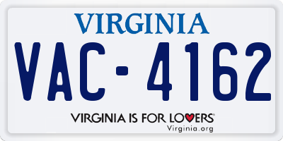 VA license plate VAC4162
