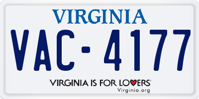 VA license plate VAC4177