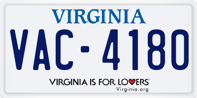 VA license plate VAC4180