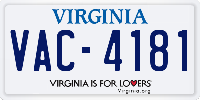 VA license plate VAC4181