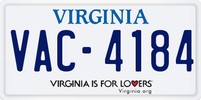 VA license plate VAC4184