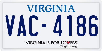 VA license plate VAC4186