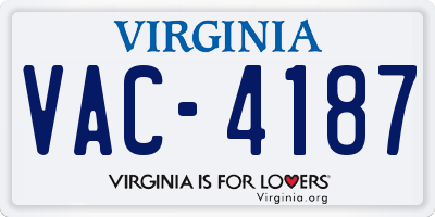 VA license plate VAC4187